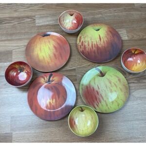 Set of 8 John Derian Melamine Apple Bowls and Plates